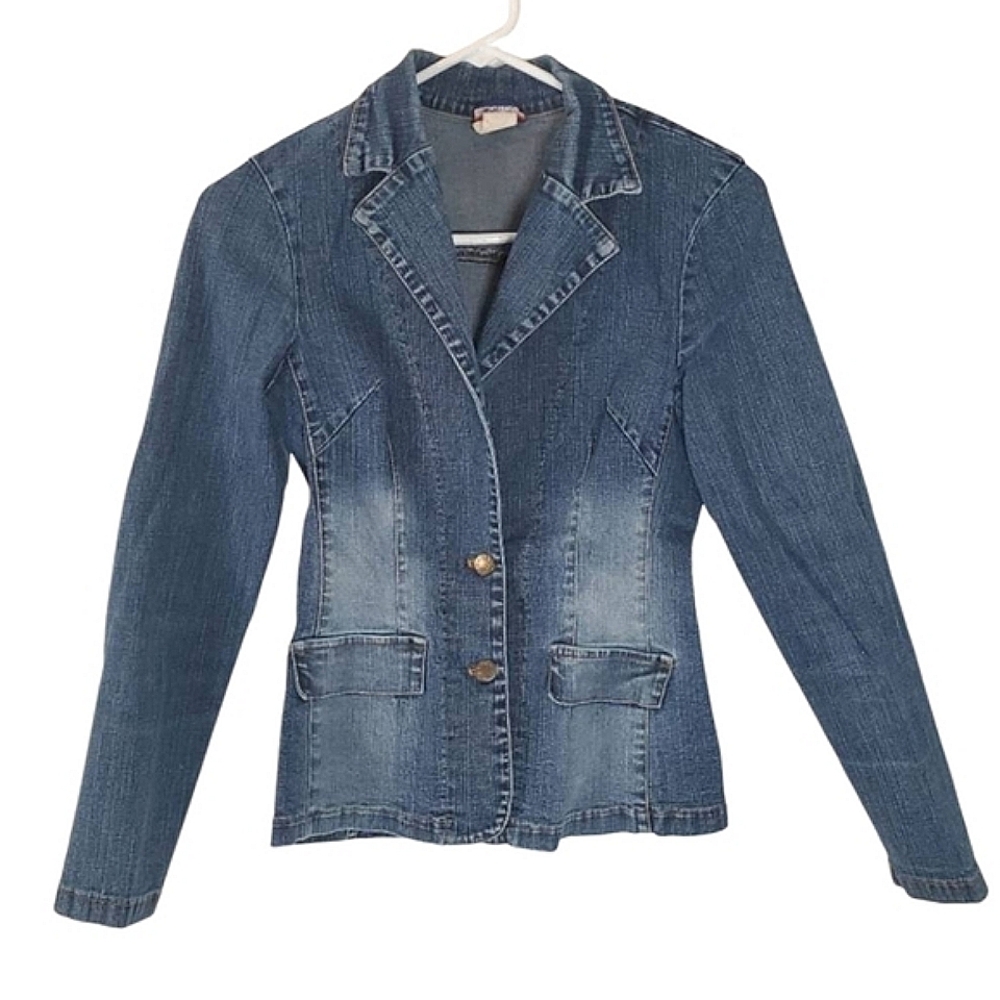 Monteau Denim Blazer Jacket Made In U.S.A. Women's Size Medium